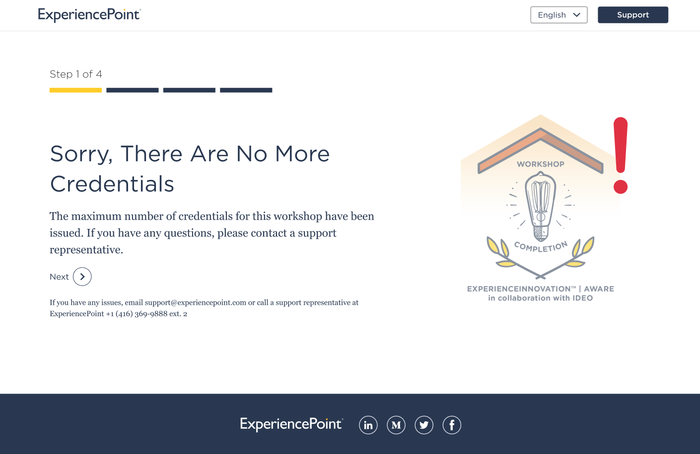 sample screen of an error message. 